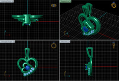 PN91197- Jewelry CAD Design -Pendants, Heart Collection