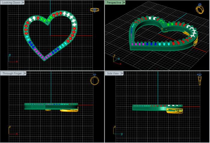 PN91219- Jewelry CAD Design -Pendants, Heart Collection