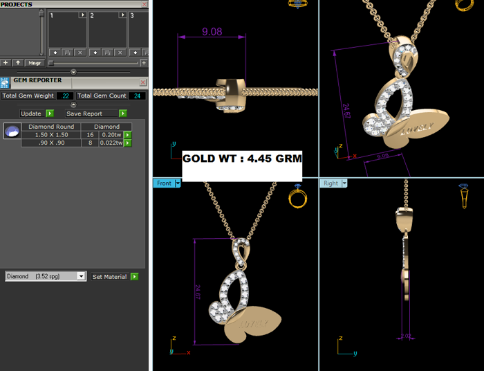 PN91360- Jewelry CAD Design -Pendants, Heart Collection
