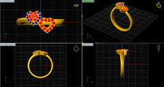 LR92211- Jewelry CAD Design -Rings, Heart Collection