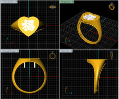 LR92408- Jewelry CAD Design -Rings, Heart Collection