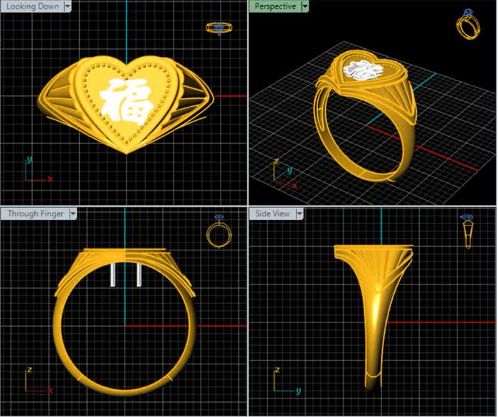 LR92409- Jewelry CAD Design -Rings, Heart Collection
