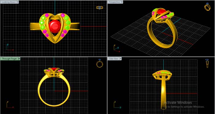 LR92128- Jewelry CAD Design -Rings, Solitaire Rings, Heart Collection
