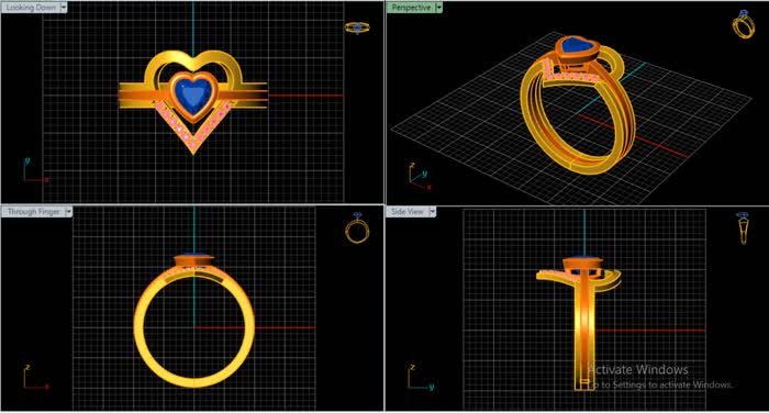 LR92129- Jewelry CAD Design -Rings, Solitaire Rings, Heart Collection